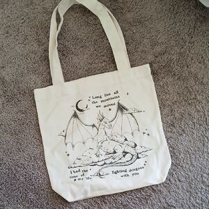 Dragon Print Canvas Tote Bag